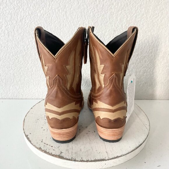 Lane WALK THE LINE Womens Cowboy Bootie 7 Brown Cowgirl Short Boots Pointed Toe - Picture 3 of 11